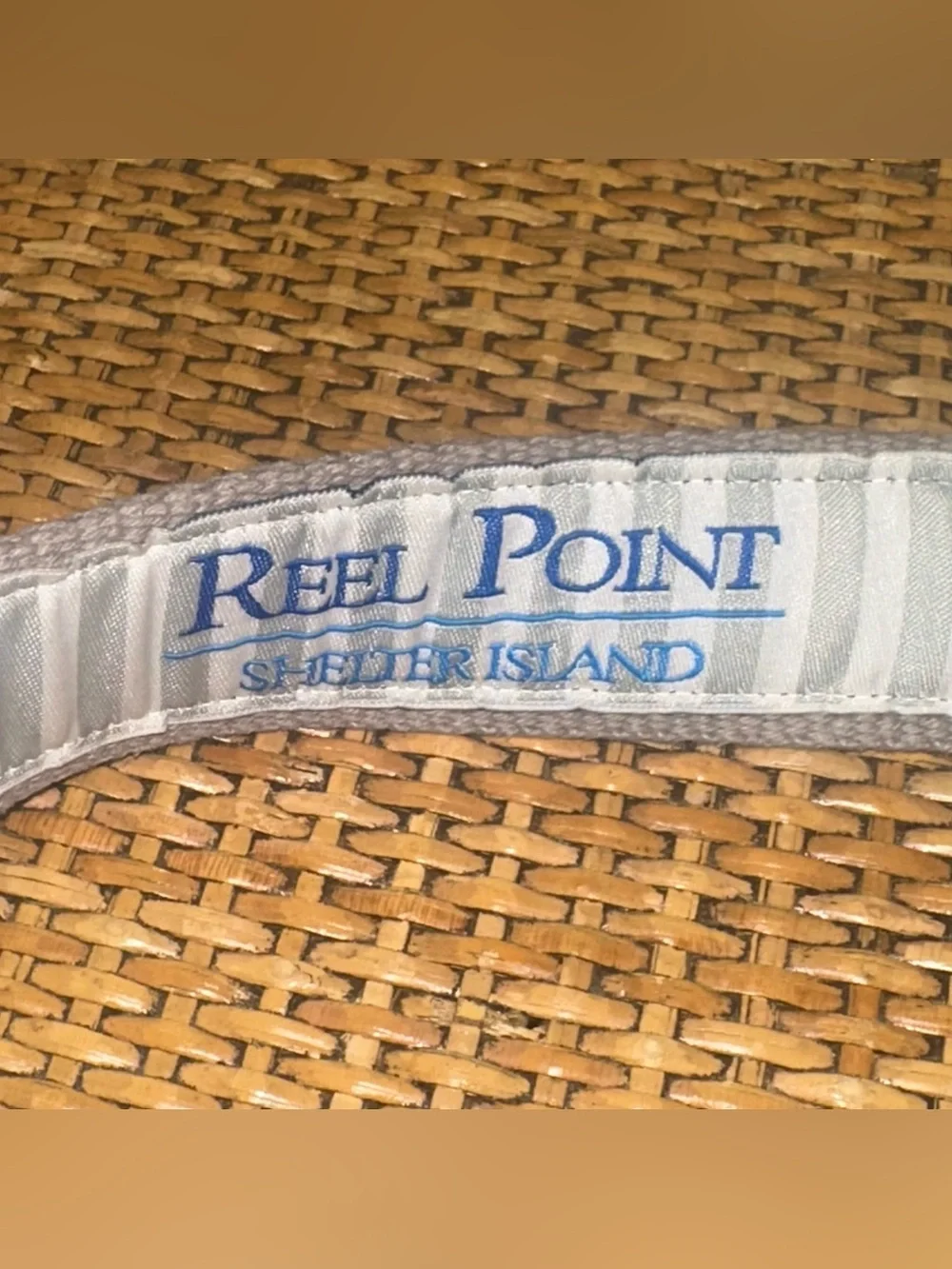 REEL POINT SHELTER ISLAND Embroidered Golf Belt Mens Size 38 Leather Preppy Tan